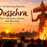 Dussehra celebration with a Ravana effigy, symbolising the victory of good over evil