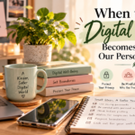 A laptop, smartphone and notebook illustrating online privacy, digital safety and personal boundaries.